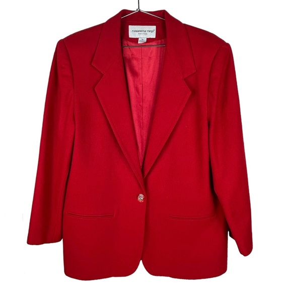Womens Blazer Jacket 100% Wool Lined Red - Picture 1 of 8